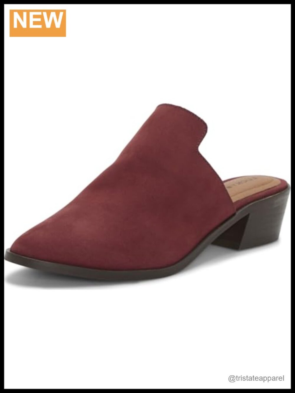 Lucky Brand Myrila Leather Heeled Mule Sandal Stacked Heel Slip On